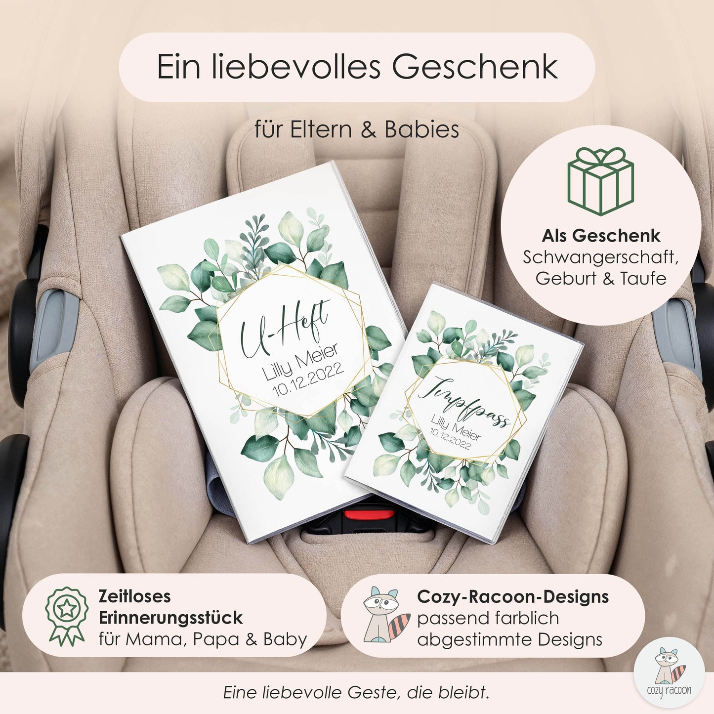 Green Flowers U-Heft und Impfpasshülle Mit Personalisierung