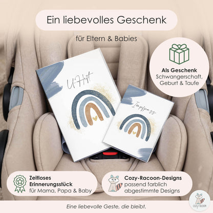 Wasserfarben Blau U-Heft und Impfpasshülle Ohne Personalisierung