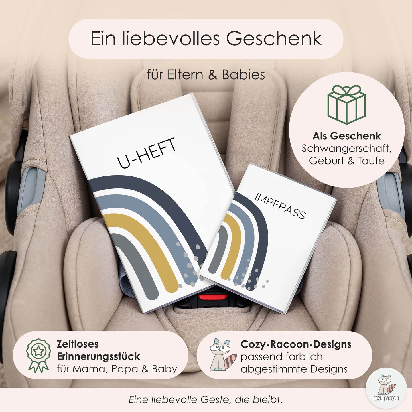 Regenbogen Blau U-Heft und Impfpasshülle Ohne Personalisierung