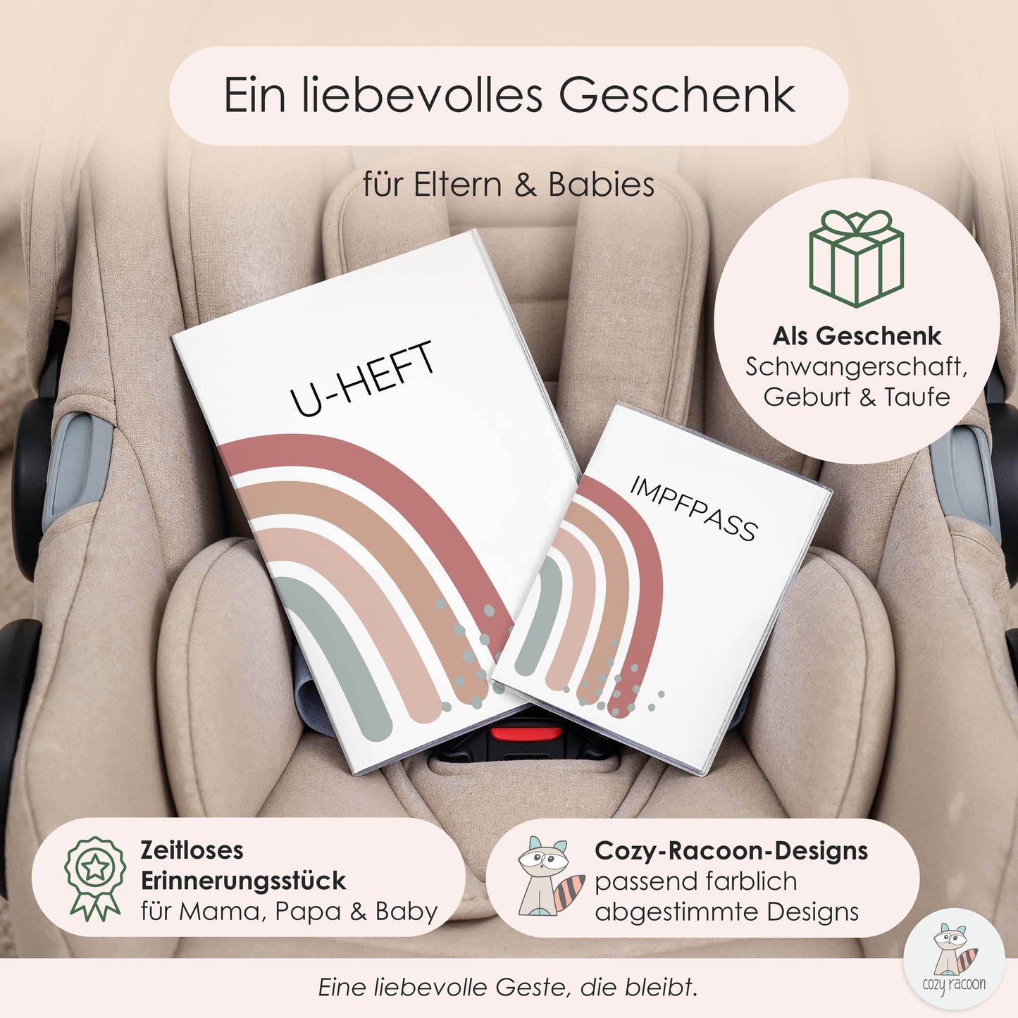 Regenbogen Altrosa U-Heft und Impfpasshülle Ohne Personalisierung