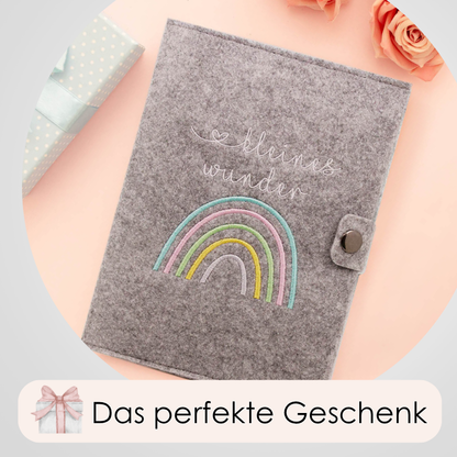 Regenbogen Pastell Mutterpasshülle aus Filz Ohne Personalisierung