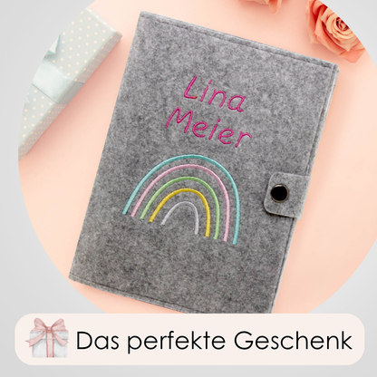 Regenbogen Pastell Mutterpasshülle aus Filz Mit Personalisierung