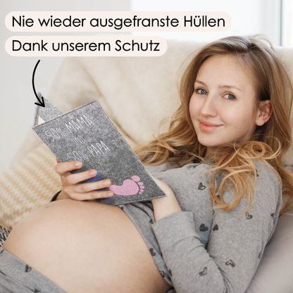 50% MAMA und 50% PAPA Mutterpasshülle aus Filz Ohne Personalisierung
