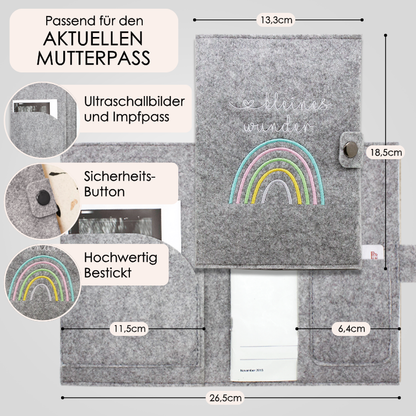Regenbogen Pastell Mutterpasshülle aus Filz Ohne Personalisierung