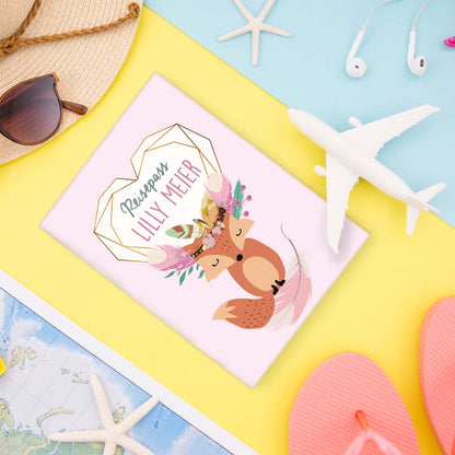 Boho Fuchs Rosa Reisepasshülle für Kinder Mit Personalisierung