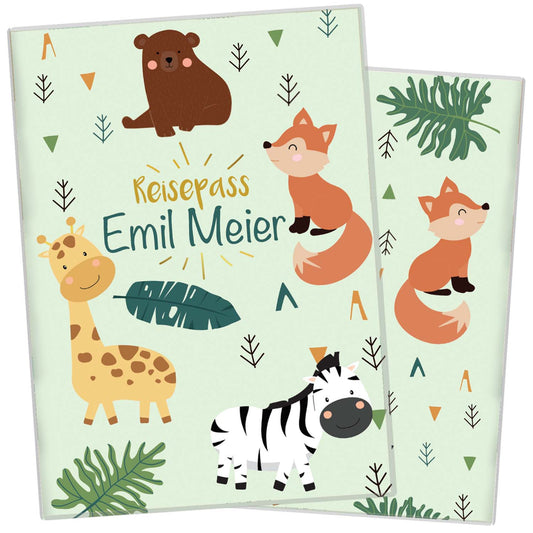 Zebra & Giraffe Reisepasshülle für Kinder Mit Personalisierung