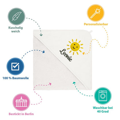 Weiß Kinder Kapuzenhandtuch Bestickt mit Namen oder Wunschtext
