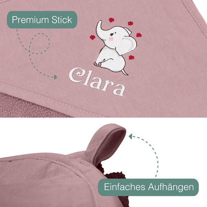Altrosa Kinder Kapuzenhandtuch Bestickt mit Namen oder Wunschtext
