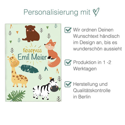 Zebra & Giraffe Reisepasshülle für Kinder Mit Personalisierung