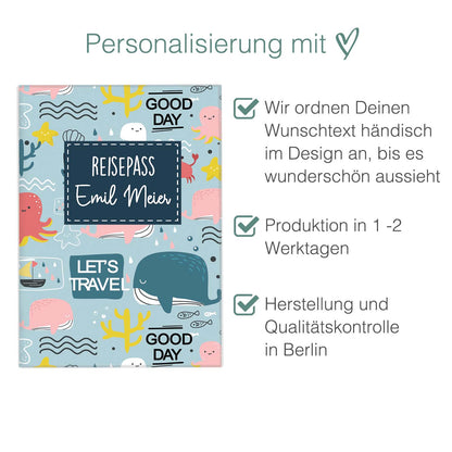 Ocean Reisepasshülle für Kinder Mit Personalisierung