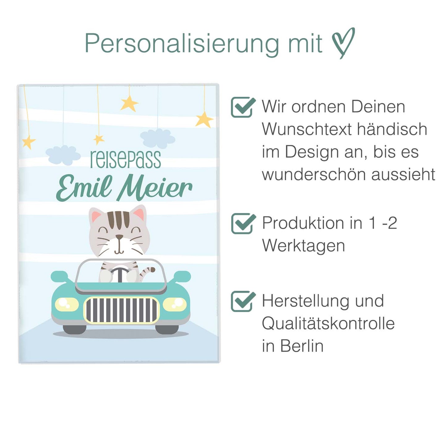Cat Reisepasshülle für Kinder Mit Personalisierung