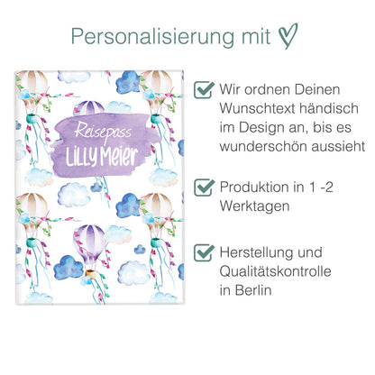 Heißluftballon Reisepasshülle für Kinder Mit Personalisierung