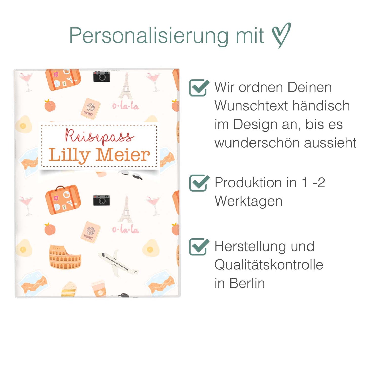 Sightseeing Reisepasshülle für Kinder Mit Personalisierung