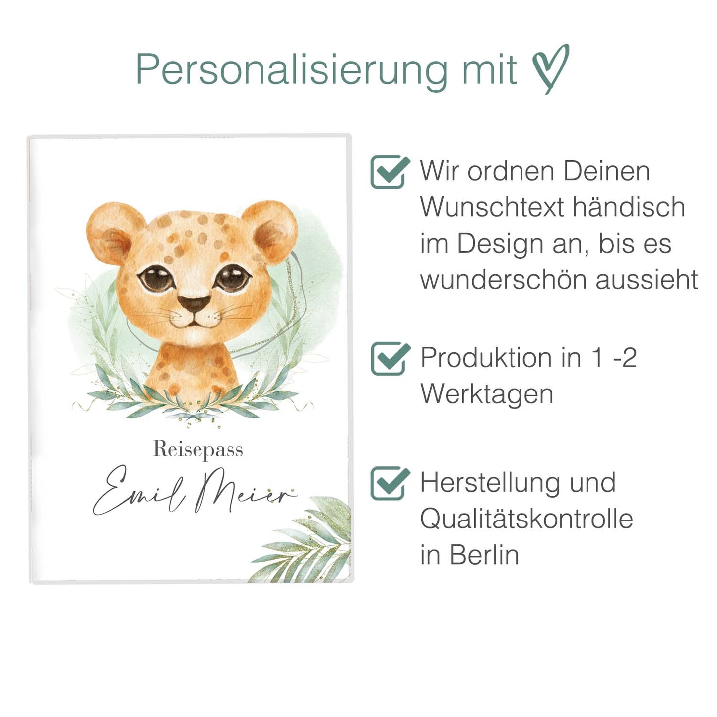 Löwen Junge Reisepasshülle für Kinder Mit Personalisierung