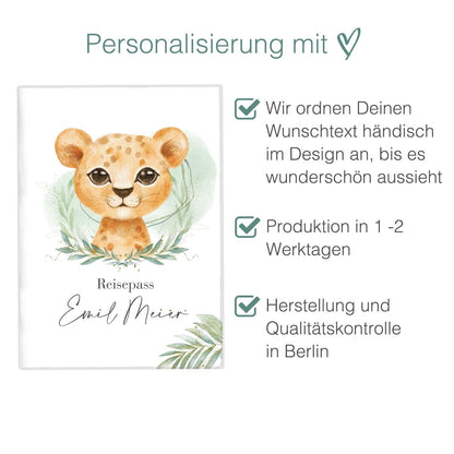 Löwen Junge Reisepasshülle für Kinder Mit Personalisierung
