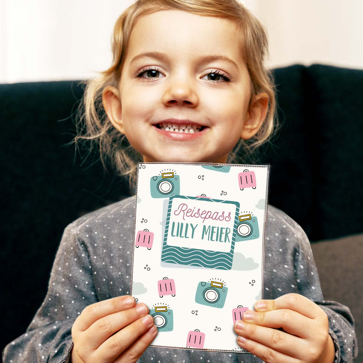 Kamera Reisepasshülle für Kinder Mit Personalisierung