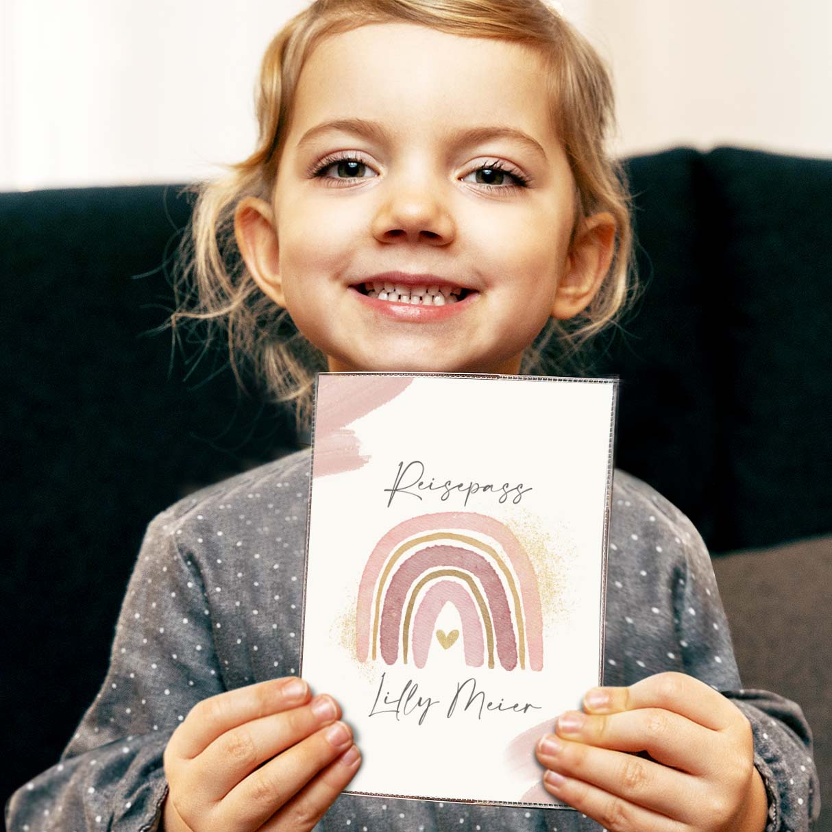 Wasserfarben Rosa Reisepasshülle für Kinder Mit Personalisierung