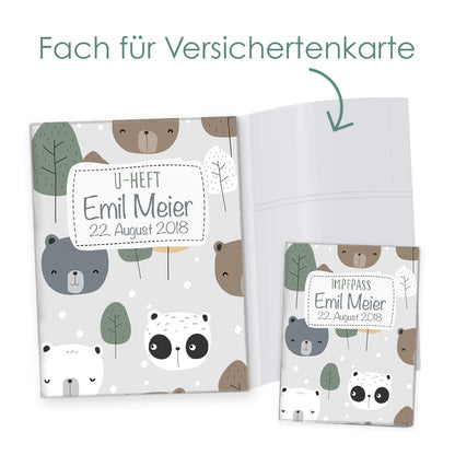 Bären U-Heft und Impfpasshülle Mit Personalisierung
