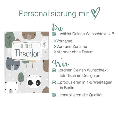 Bären U-Heft und Impfpasshülle Mit Personalisierung