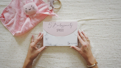 Rosa | 5 Babyparty Spiele für 12 Spieler - Babyparty Geschenk, Karten zum Ausfüllen Partyspiele Babyshower